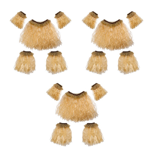 3St Tropische Hawaii Gras Set Met Elastische Khaki 2