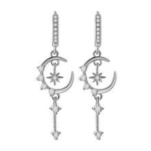 Graceful Star Moon Flower Studs Earrings Made Of Sturdy Copper