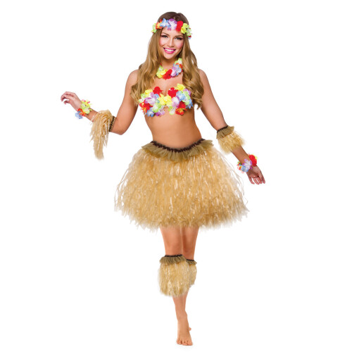 3St Tropische Hawaii Gras Set Met Elastische Khaki 1