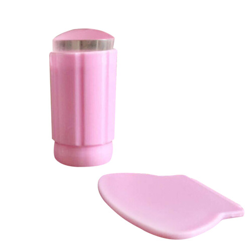 Nail Art Stamper Roze Met Plastic Schraper Voor DIY Nagelkunst