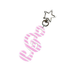 Fashionable Keyring With Music Symbol Detailing-Pink white