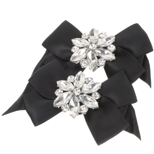 5Paren Paar Zwarte Crystal Schoenclips Dames Versiering