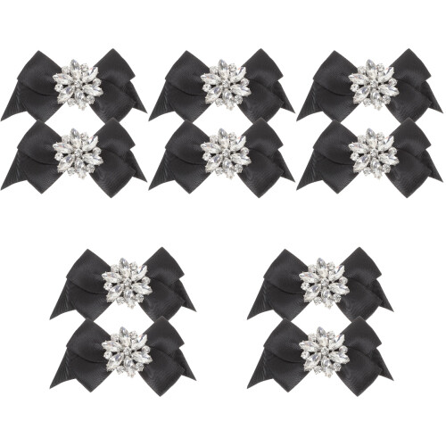 5Paren Paar Zwarte Crystal Schoenclips Dames Versiering 2