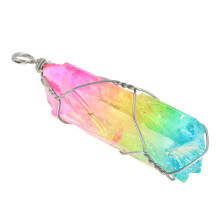 2St Boom Ketting Natuurlijke Gekleurde Kristallen Hanger