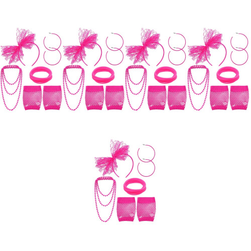 5Sets Roze Hoofdband Sieraad Armband Retro Feestdecor Creative 2