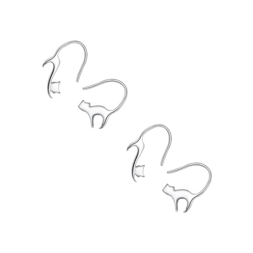 2Stk Sterling Silber Ohrstecker Katzen Damen Glänzend 1