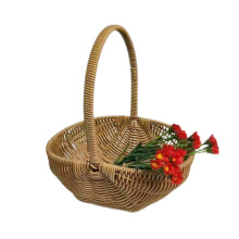 Flower Basket with Handle, DIY Flower Basket for Wedding Garden Decor, Retro Style Woven Organizer, Hand-Woven Wicker Storage Basket for Balcony