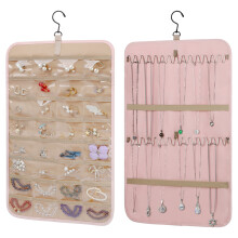 Jewelry Storage Roll With Rotating Hanger, Travel Jewelry Storage Featuring Wall Mounted Jewelry Holder For Transparent PVC Grids And Earrings