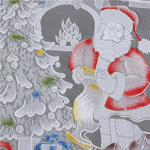 Holiday Window Curtain for Home Decor, Charming Pattern Lace Fabric Illuminating Design Versatile Size Christmas Elements Translucent Drapery Panel, 1