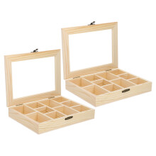 6Ud De Madera Sin Pintar Beige Con 10 Compartimentos Para