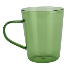 Borosilicate Glass Mug with Handle, 400ML Heat Resistant Coffee Cup for Latte Milk Tea, Smooth Round Edges Comfortable Handling Flat Bottom Design