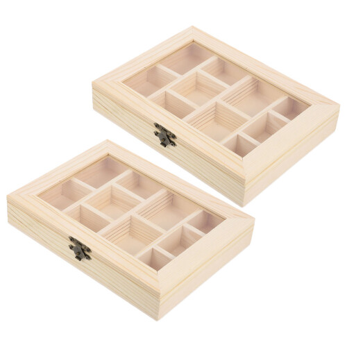6Ud De Madera Sin Pintar Beige Con 10 Compartimentos Para 2