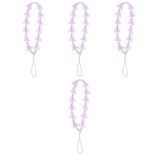 4Stk Schmetterlinge Handy-Lanyard Mit Perlen Strap 2