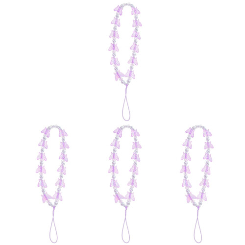 4Stk Schmetterlinge Handy-Lanyard Mit Perlen Strap 1