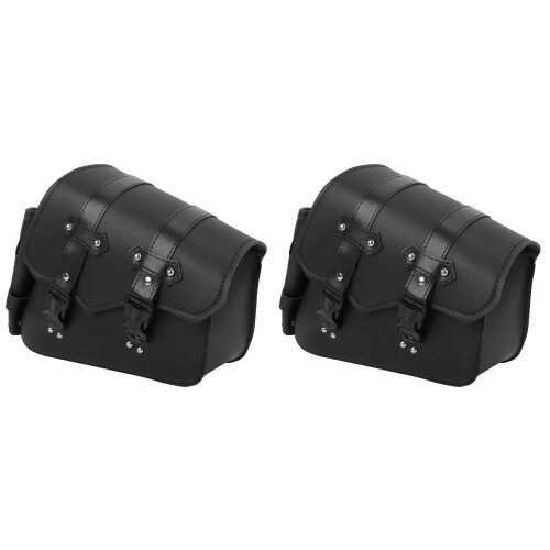 2Pièces Sacoche En PU Avec Fermeture Rapide Noir Solide 1