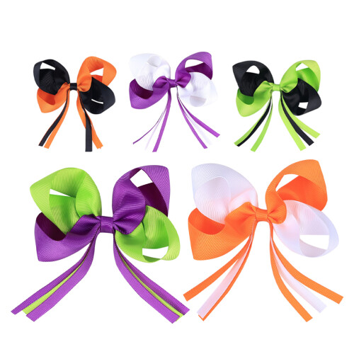 10Pz Fermagli Fiocco Nastro Multicolor Per Halloween