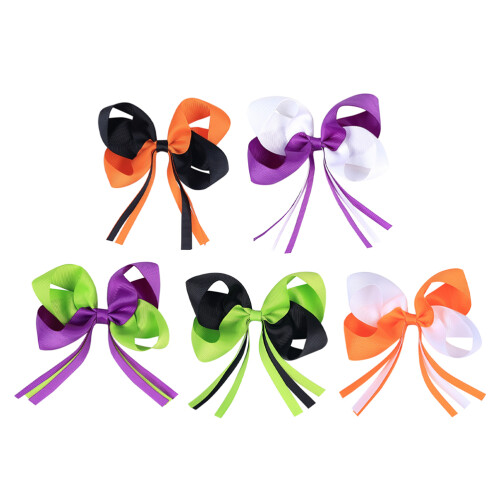 10Pz Fermagli Fiocco Nastro Multicolor Per Halloween 2