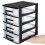2Pz Organizer Cassetti Desktop Nera Trasparente 4 Scomparti 3