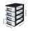2Pz Organizer Cassetti Desktop Nera Trasparente 4 Scomparti 2