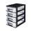 2Pz Organizer Cassetti Desktop Nera Trasparente 4 Scomparti 7