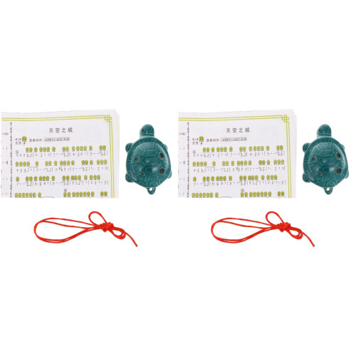 2Set Ocarina Strumento Tartaruga Verde Resistente Suono Preciso 1