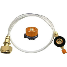 Manguera de recarga de bombonas de propano para hornillos de camping, convertidor de tanque de gas con conector de cartucho universal y válvula a