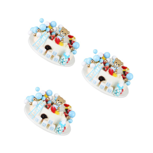 3Conjuntos Enfeites De Bolo Urso Coloridos Com Bolas Para De Bebê 1