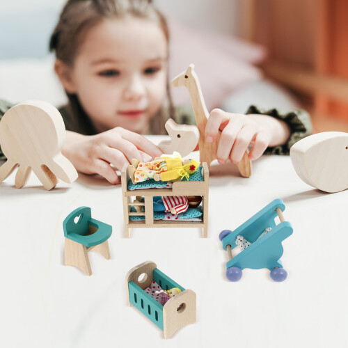 2Conjuntos Mini Móveis Decorativos Azul Para Uso Infantil 2