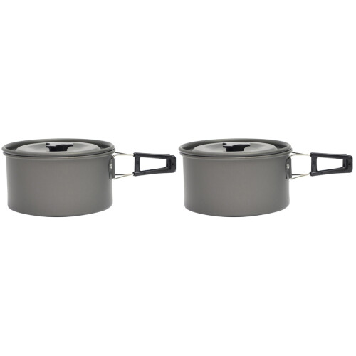 2Conjuntos Conjunto Panelas Dobráveis Camping Preto Uso 1