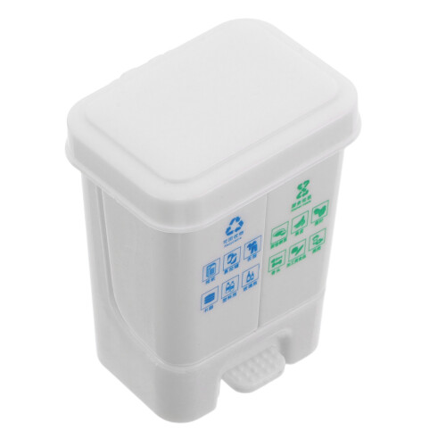 4Pz Bidone Rifiuti Mini in Bianco Per Casa Bambole 1