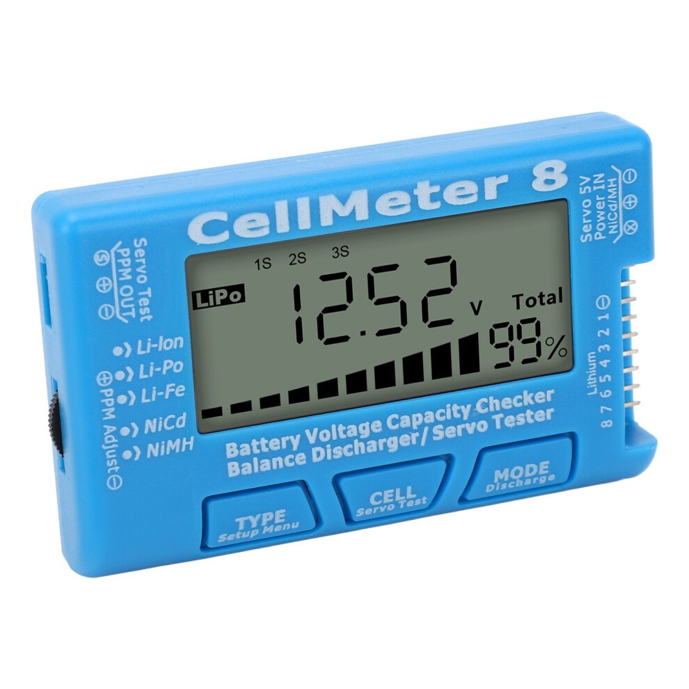 Digital Battery Capacity Checker Tester For Lipo Li-Ion Nimh 8S Blue 9341371178372