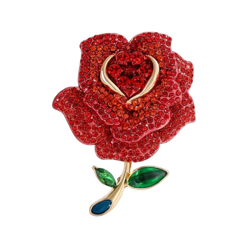 Épingle florale élégante en alliage de strass, robuste-Rouge