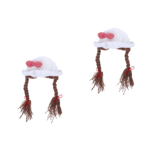 2St Witte Gebreide Kindermuts Wol Winterstijl 2