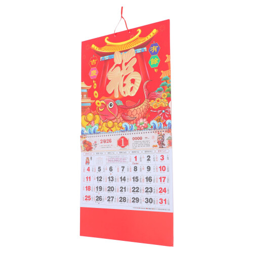 2St Rood Traditioneel Kalender 2026 Jaar Van Het Wanddecoratie 1