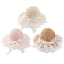 2St Beige Kind Hoed Stro Zonbescherming Buiten