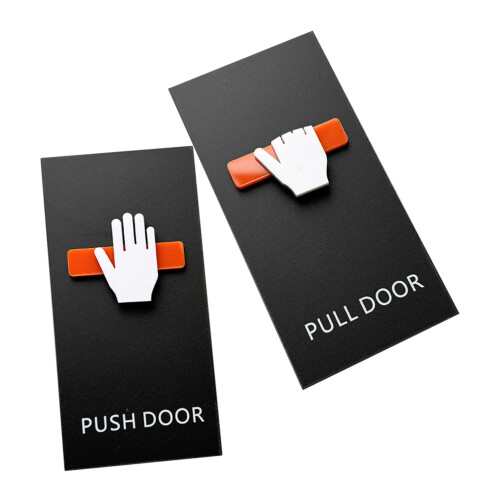 6Ud Señalización Puerta Push Pull Negro Acrílico Fácil Instalación 1