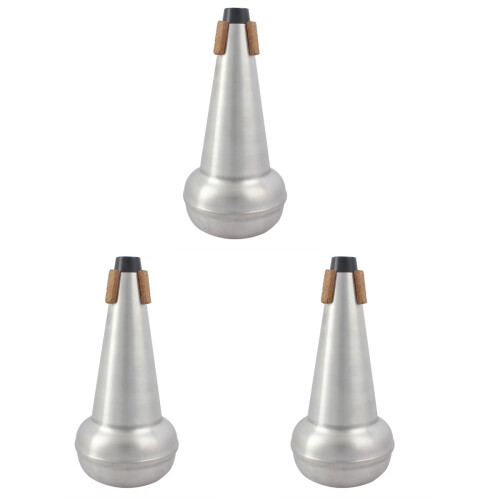 3Pz Silenziatori Trombone Tenore Metallico Argento Per Studio Casa 1