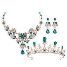 2Conjuntos Conjunto Noiva Coroa Colar Verde