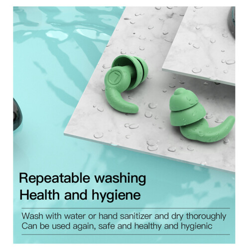 Third Generation OD Green Silicone Noise Cancelling Earplugs, Reusable, 1 Pair 2