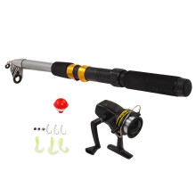 Fishing Rod Combo for Beginners, Carbon Fiber Telescopic Rod with Stainless Steel Spinning Reel, Ultralight and Portable for Freshwater and Saltwater