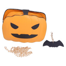 Diseño portátil, bolso de calabaza de Halloween con correa ajustable, bolso bandolera funcional para mujer, bolso bandolera espeluznante de cuero