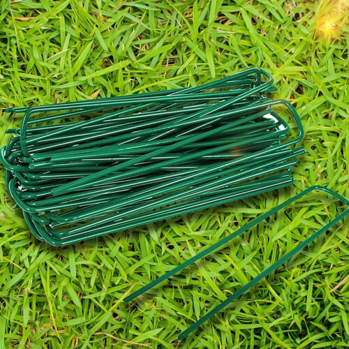 Galvanized Landscape Staples, Garden Stakes with Adjustable Width, Sharp Beveled Ends for Weed Control, Artificial Lawn, and Irrigation, 3mm Diameter 1