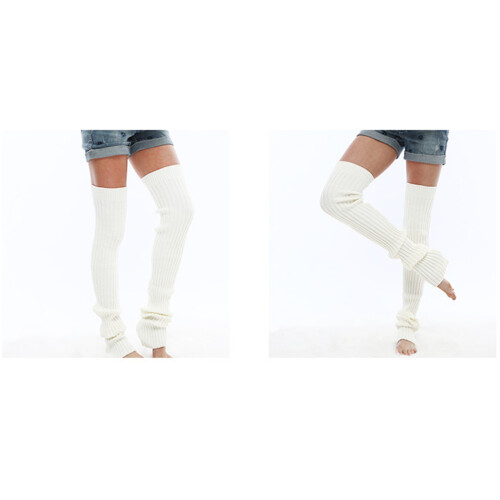 2St Witte Beenwarmers Gebreid Dames Perfect Lagen