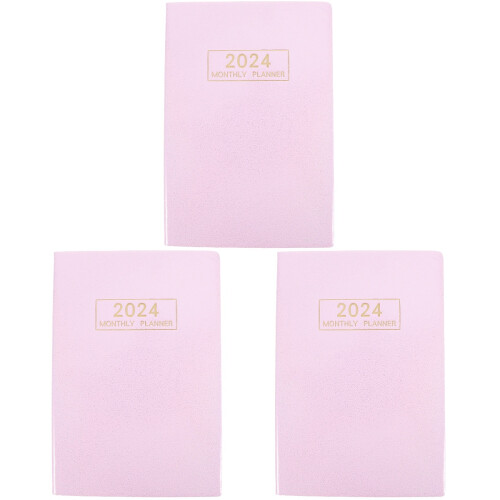 3St Huiselijke Planner Notebooks Met Roze Kunstleren Omslag 2
