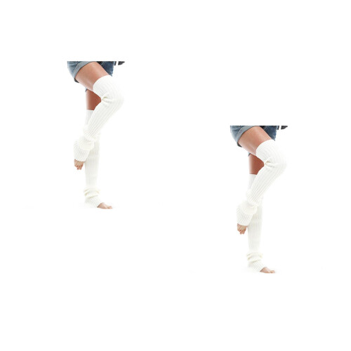 2St Witte Beenwarmers Gebreid Dames Perfect Lagen 2