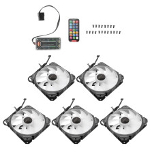 2Conjuntos Kit 5 Ventiladores 12Cm Rgb Com Controlador Para Pc