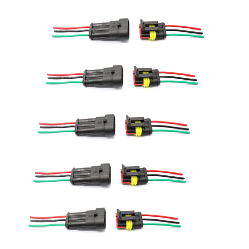 10Pares Conectores Elétricos 3 Vias Universal Para Carro Multi