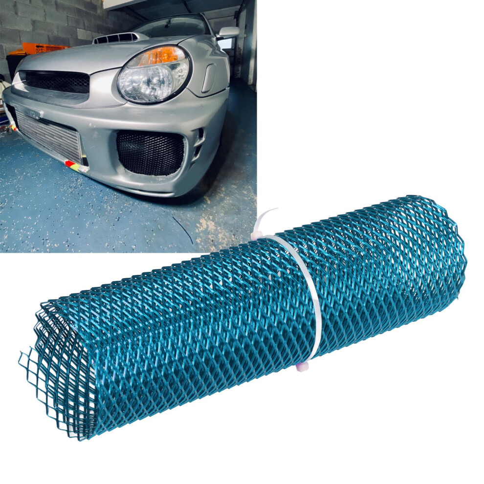 Durable Universal Car Grille Aluminum Rhombic Mesh Front Trim Blue 8491371189166
