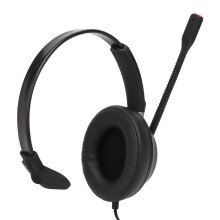 Professionellesmono-Headset mit Geräuschunterdrückung und Doppel-3,5-mm-Steckern, schwarz