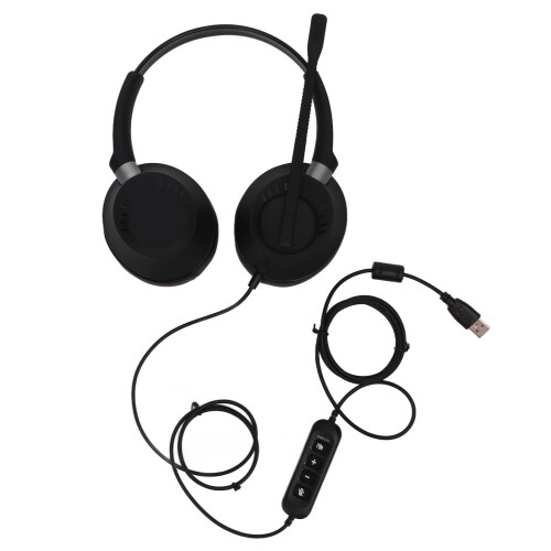 USB Gaming Headset Binaural Noise Canceling Microphone with Volume Control - Black 1